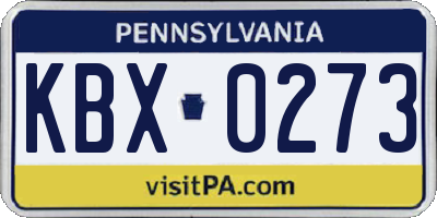 PA license plate KBX0273