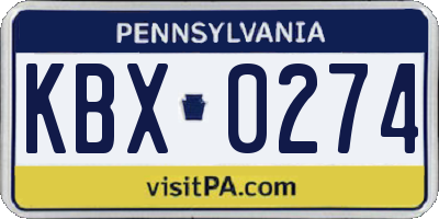 PA license plate KBX0274