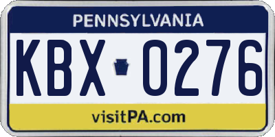 PA license plate KBX0276
