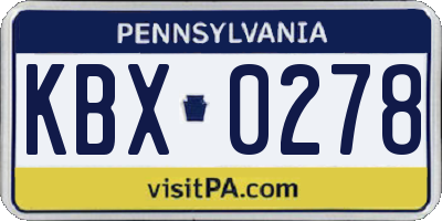PA license plate KBX0278