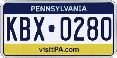 PA license plate KBX0280