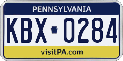 PA license plate KBX0284