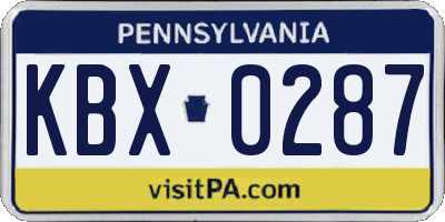 PA license plate KBX0287