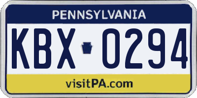 PA license plate KBX0294