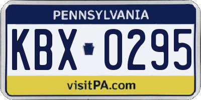 PA license plate KBX0295