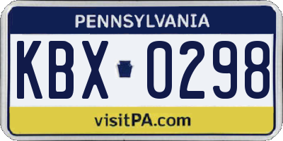 PA license plate KBX0298