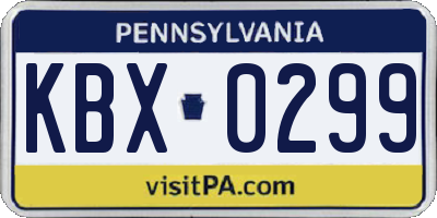 PA license plate KBX0299