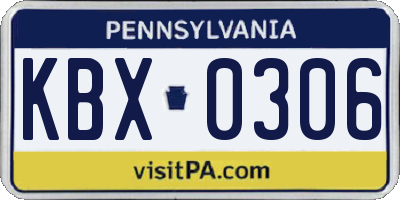 PA license plate KBX0306