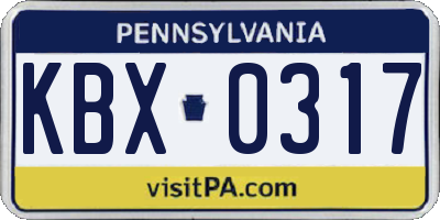 PA license plate KBX0317