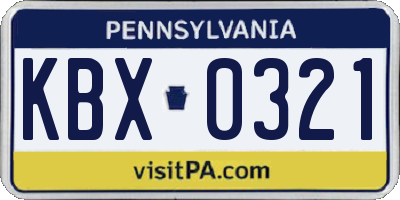 PA license plate KBX0321