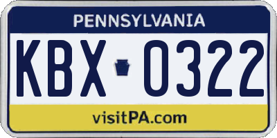 PA license plate KBX0322