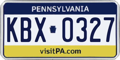 PA license plate KBX0327
