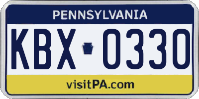 PA license plate KBX0330