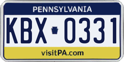 PA license plate KBX0331