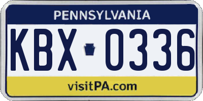PA license plate KBX0336
