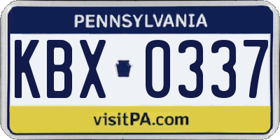 PA license plate KBX0337