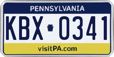 PA license plate KBX0341