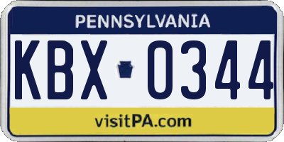 PA license plate KBX0344