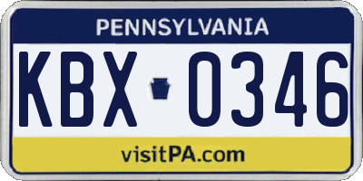 PA license plate KBX0346