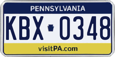 PA license plate KBX0348
