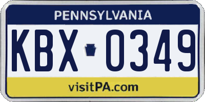 PA license plate KBX0349
