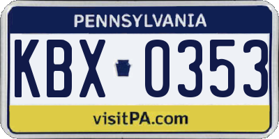 PA license plate KBX0353