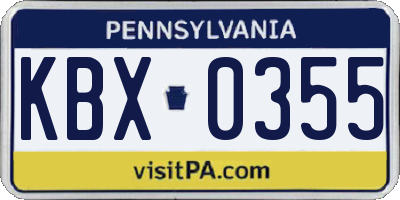 PA license plate KBX0355