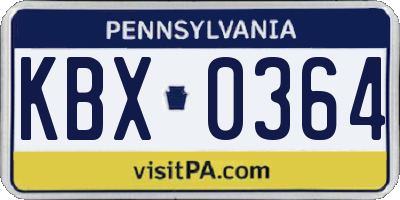 PA license plate KBX0364