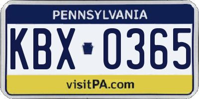 PA license plate KBX0365
