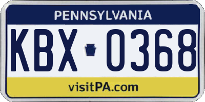 PA license plate KBX0368