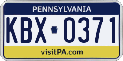 PA license plate KBX0371