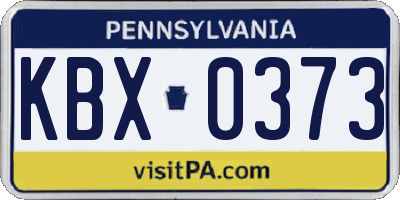 PA license plate KBX0373