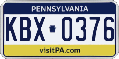 PA license plate KBX0376