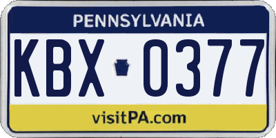PA license plate KBX0377
