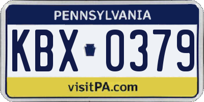 PA license plate KBX0379