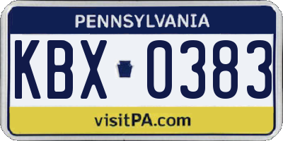 PA license plate KBX0383