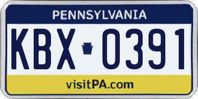 PA license plate KBX0391