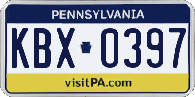PA license plate KBX0397
