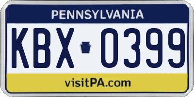 PA license plate KBX0399