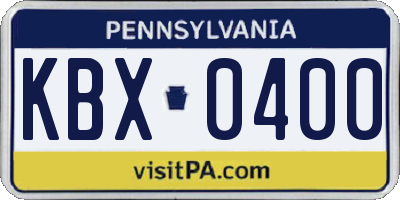 PA license plate KBX0400