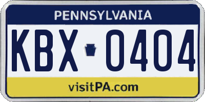 PA license plate KBX0404