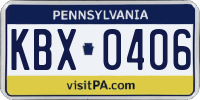 PA license plate KBX0406