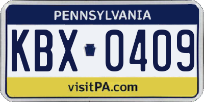 PA license plate KBX0409
