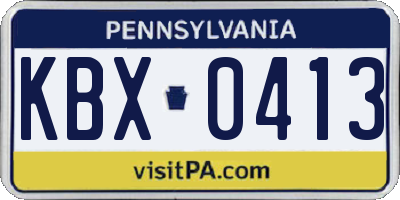PA license plate KBX0413
