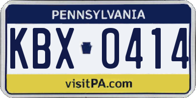 PA license plate KBX0414