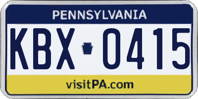 PA license plate KBX0415