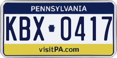 PA license plate KBX0417
