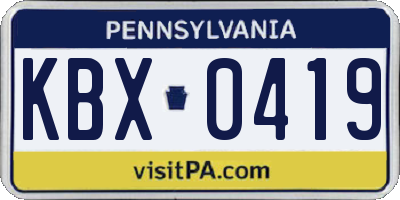 PA license plate KBX0419
