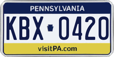 PA license plate KBX0420