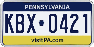 PA license plate KBX0421